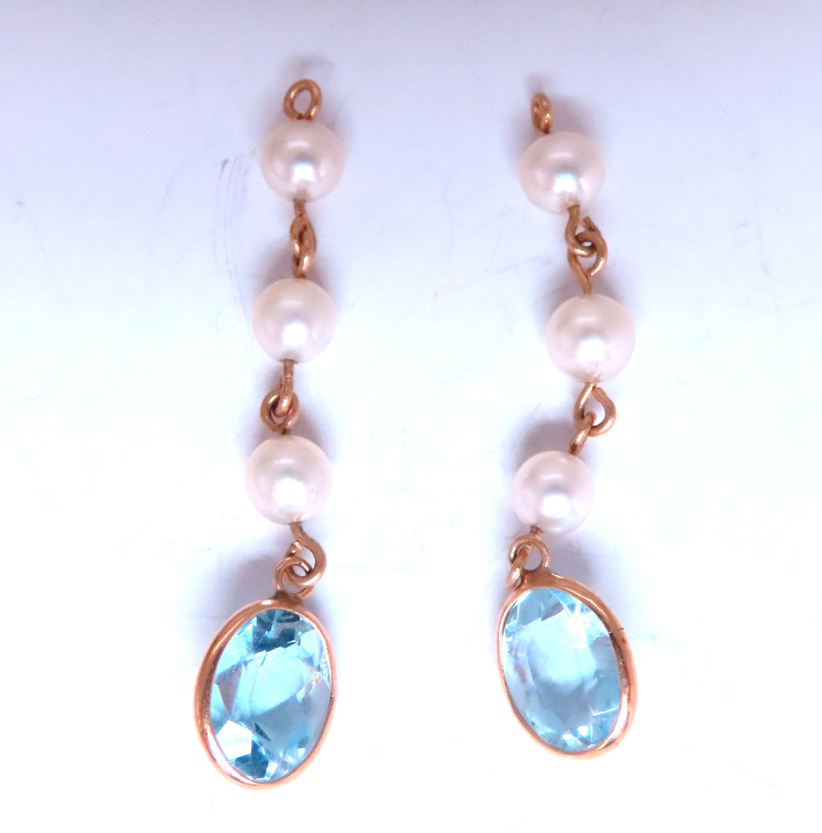 Jacket 4ct Natural Blue Topaz Dangle Earrings 14kt 65554 *v