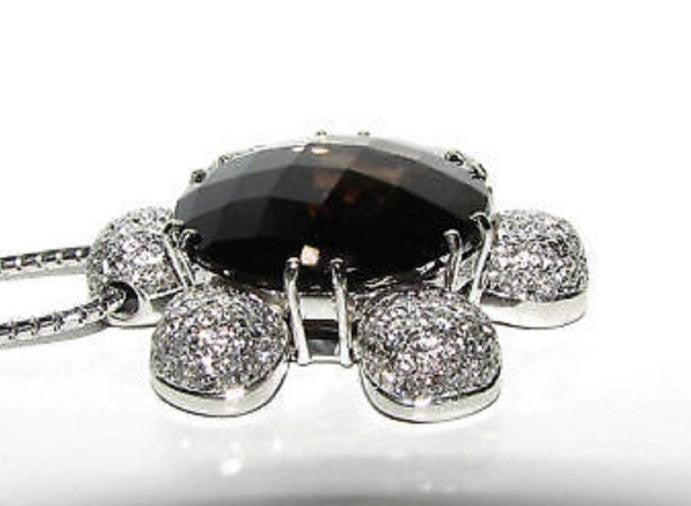 18 Karat 12.50 Carat Checkerboard Topaz Diamond Necklace *v