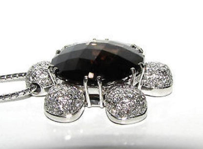 18 Karat 12.50 Carat Checkerboard Topaz Diamond Necklace *v