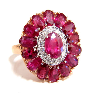 AIGS Certified 4.70ct Natural Ruby Diamonds cluster ring Ballerina No Heat