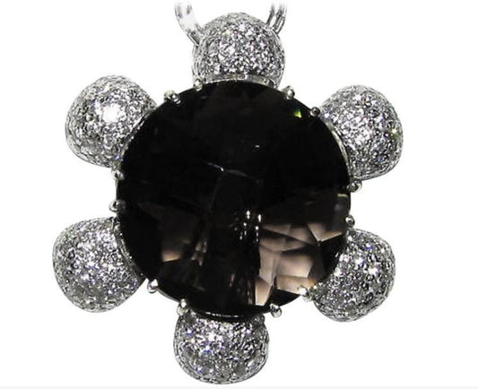 18 Karat 12.50 Carat Checkerboard Topaz Diamond Necklace *v
