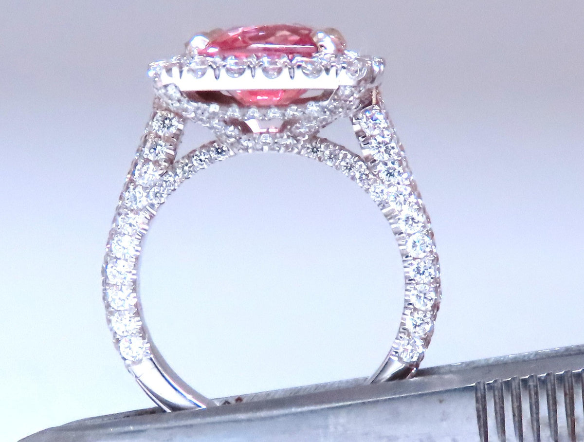 GIA Certified 4.51ct Natural Padparadscha Diamonds Ring 18kt Gold Halo 12625 *v