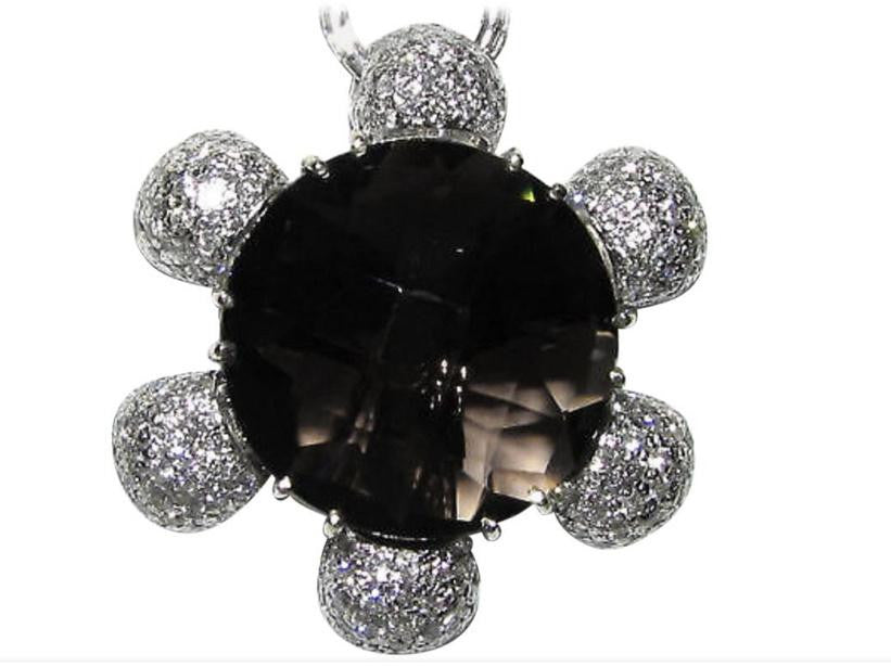 18 Karat 12.50 Carat Checkerboard Topaz Diamond Necklace *v