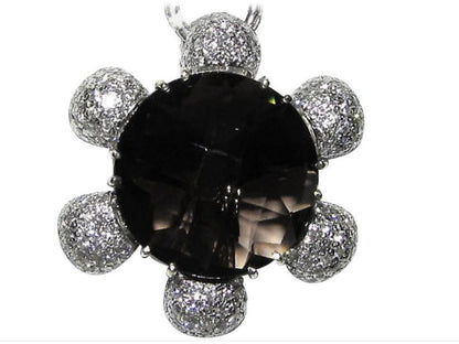 18 Karat 12.50 Carat Checkerboard Topaz Diamond Necklace *v