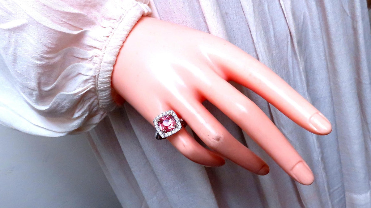 GIA Certified 4.51ct Natural Padparadscha Diamonds Ring 18kt Gold Halo 12625 *v