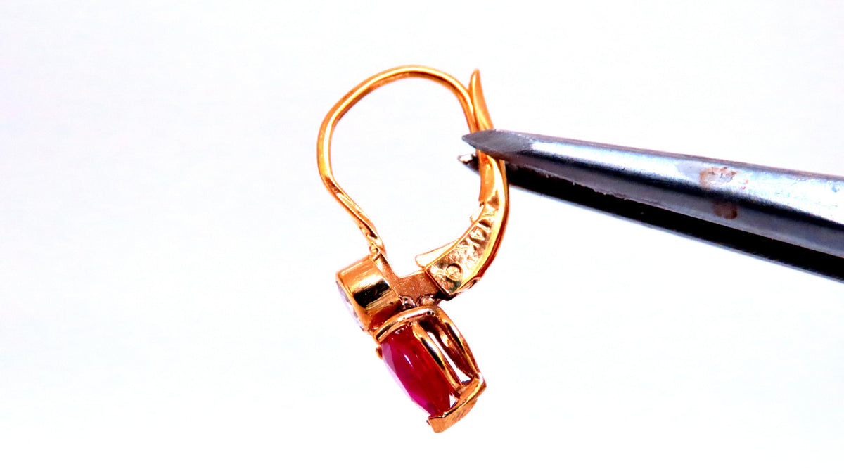 .54ct Natural Pear Shaped Ruby Diamond Lever Earrings 24414 *v