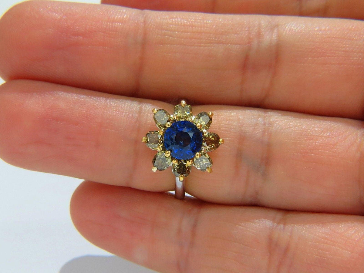 GIA Certified 1.58ct Natural Blue Sapphire Diamonds ring 14kt 10271 *v