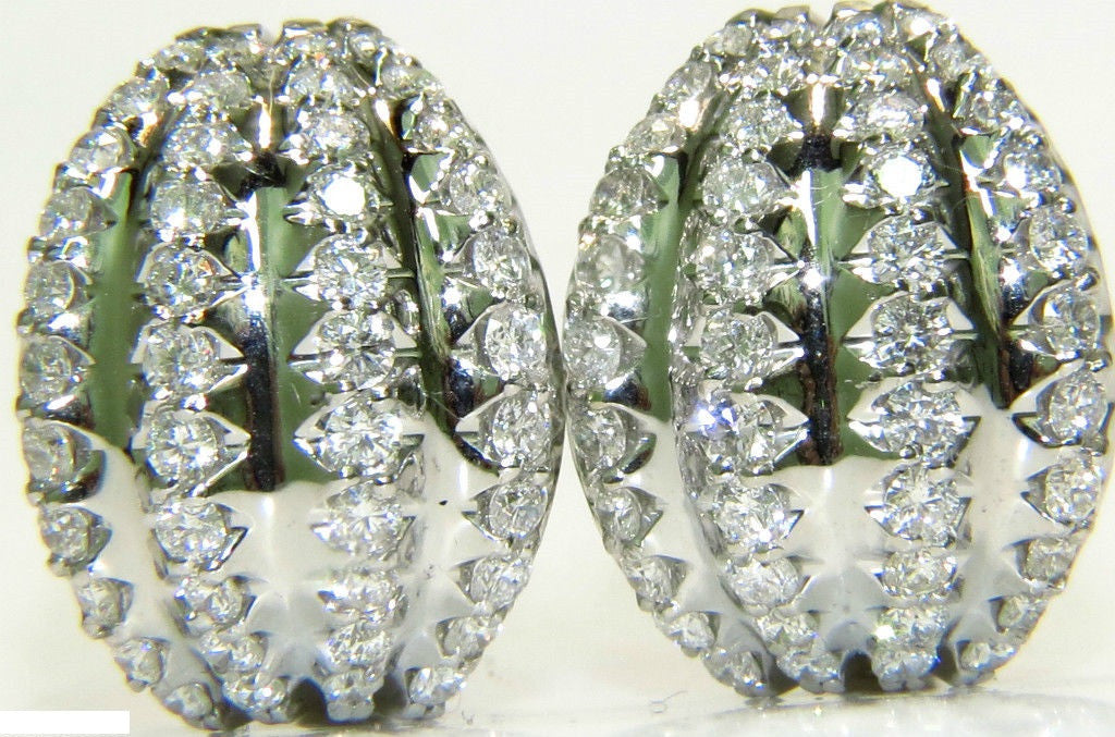 3.00CT DIAMONDS DECO HUGGIE EARRINGS G/VS 14KT & SPARKLE A++