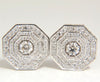 4.00CT BEAD SET ARCHITECTURAL OCTAGONAL STEP DIAMONDS CLIP EARRINGS 18KT