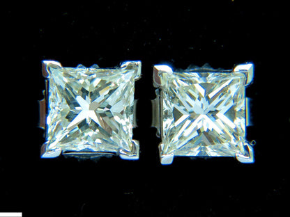 2.00CT NATURAL PRINCESS CUT DIAMOND STUD EARRINGS J/SI-1 14K