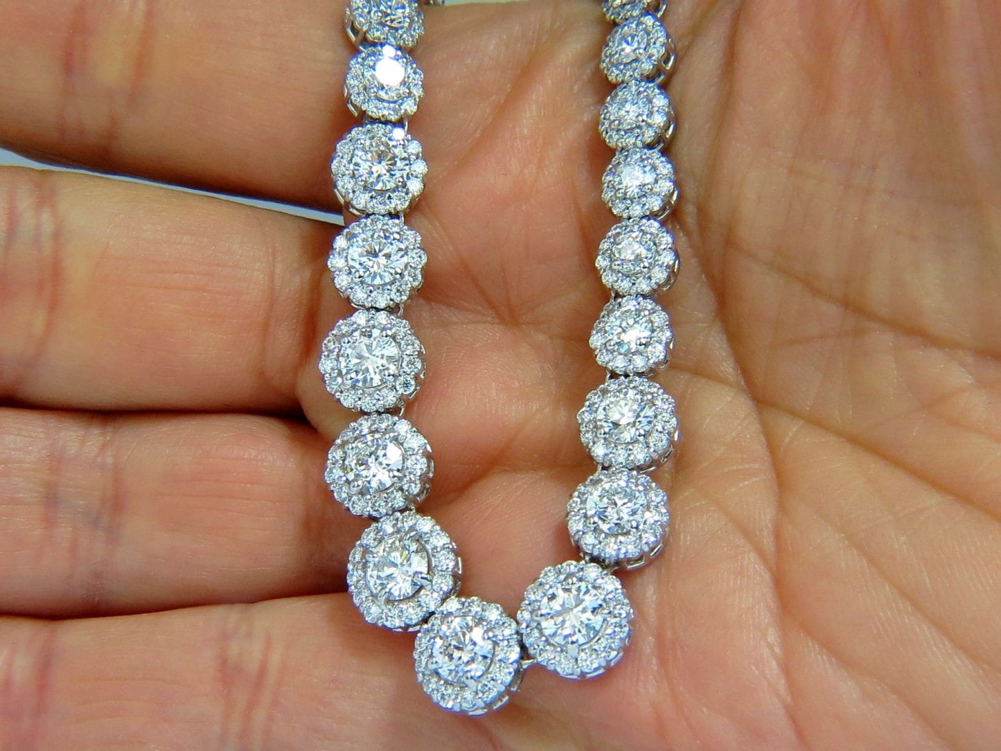 9.50CT NATURAL DIAMONDS NECKLACE CLUSTER HALO