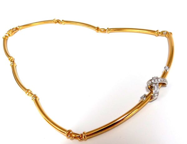 .36CT NATURAL DIAMONDS 3D "X" WRAP TUBULAR HINGE LINK NECKLACE 18KT