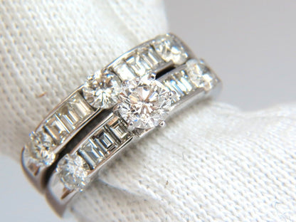 1.50CT NATURAL DIAMONDS BAGUETTE & ROUNDS MATCHING ENGAGEMENT + BAND RING