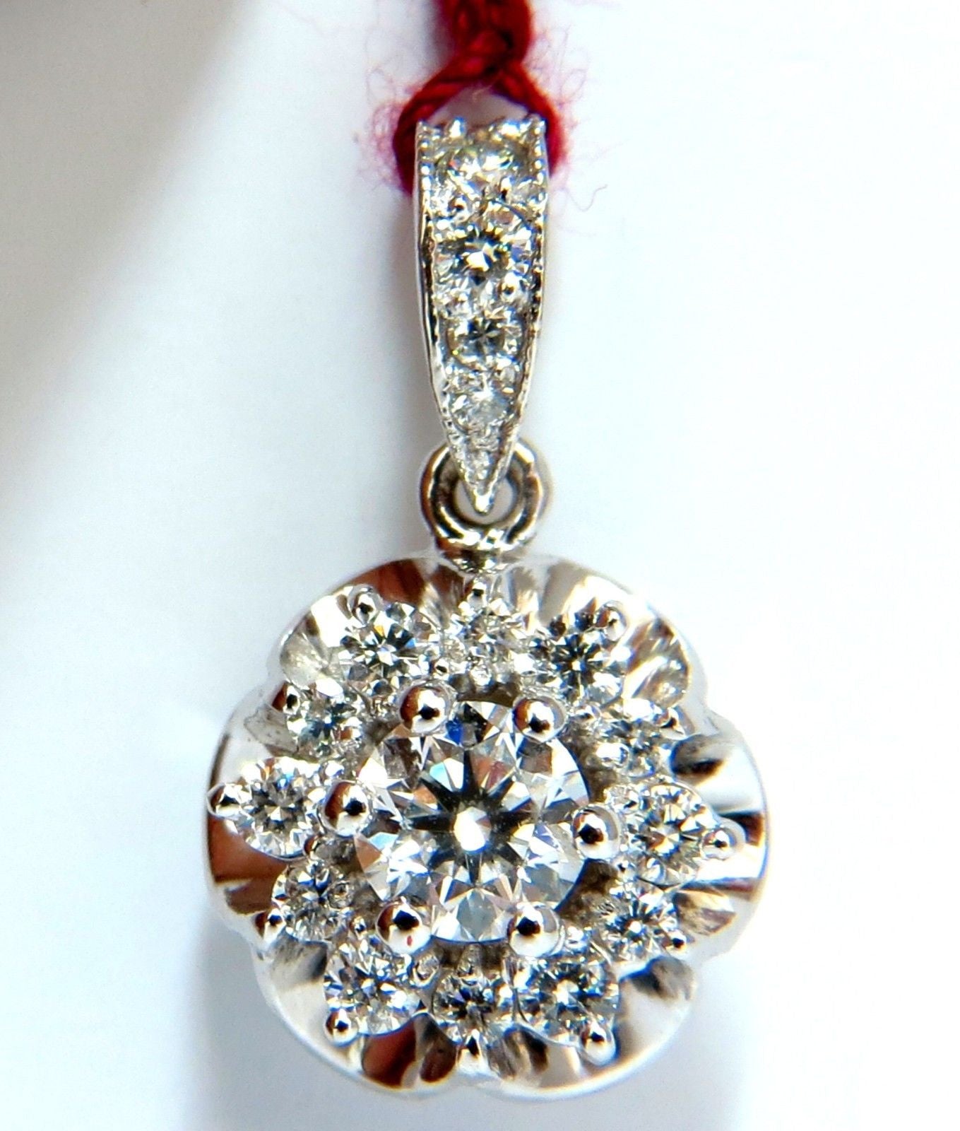 1.01CT NATURAL DIAMONDS CLUSTER RAISED CLOVER PENDANT 14KT G/VS