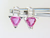 1.90ct natural vivid pink trilliant sapphire diamonds stud earrings 14kt