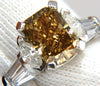 GIA 4.12ct. radiant fancy brown green yellow diamonds platinum ring