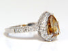 1.60ct. natural fancy color yellow brown diamonds halo ring 14kt