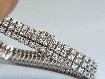 5.50ct natural round brilliant diamonds three row tennis bracelet 14kt