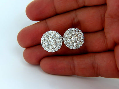 4.26ct natural round diamonds cocktail cluster earrings 14kt g.vs