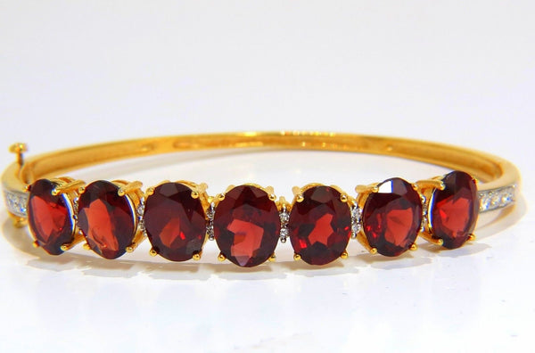 16.75ct NATURAL RED GARNET DIAMONDS BANGLE BRACELET 14KT