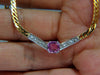 GIA 2.52ct NATURAL NO HEAT PINK SAPPHIRE DIAMONDS "V" NECKLACE 14KT