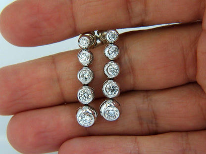 2.04ct Five Tier Diamond Dangle Earrings 14kt Gold G/VS Ref 12311