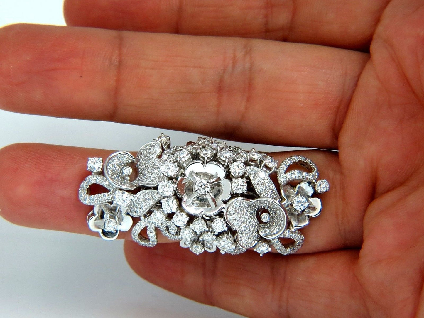 4.00CT NATURAL BRILLIANT DIAMONDS FLORAL COCKTAIL VINE 3D DECO RING 18KT