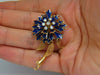 18KT FRANCE FLORAL FORM ROTARY BLUE PETAL DIAMONDS PIN UNUSUAL