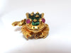 18KT TOAD PIN GREEN ENAMEL INTRICATE DETAIL 3D VINTAGE UNIQUE