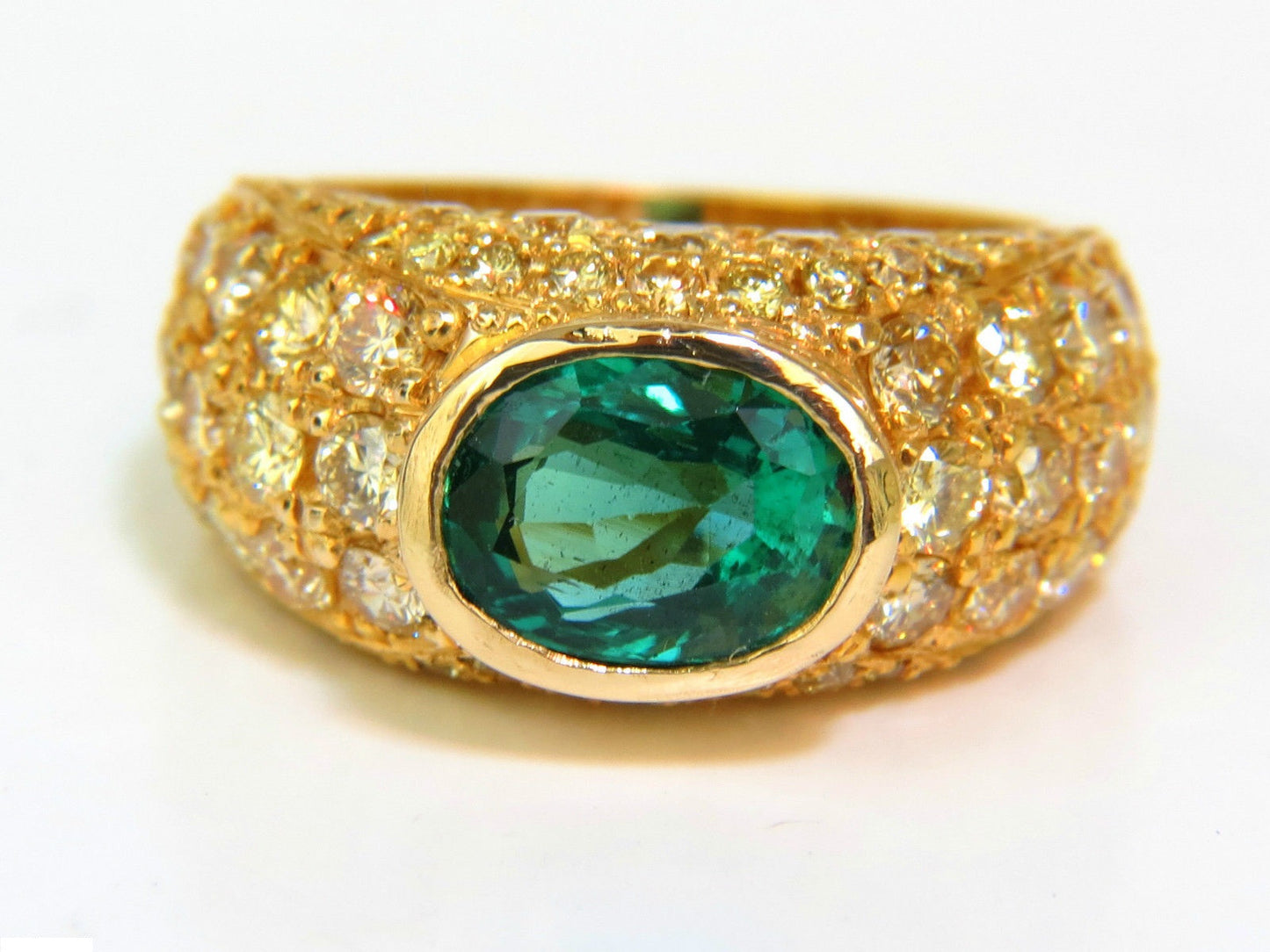 6.30CT ETERNITY NATURAL EMERALD FANCY YELLOW DIAMONDS RING A+ MICRO SET