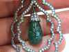 29.50ct NATURAL CARVED EMERALDS DIAMONDS DANGLING EARRINGS LARGE SIZE