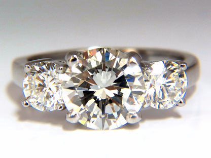 GIA 4.41CT NATURAL ROUND BRILLIANT DIAMOND RING CLASSIC THREE ENGAGEMENT