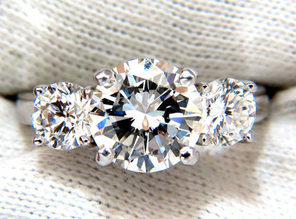 GIA 4.41CT NATURAL ROUND BRILLIANT DIAMOND RING CLASSIC THREE ENGAGEMENT