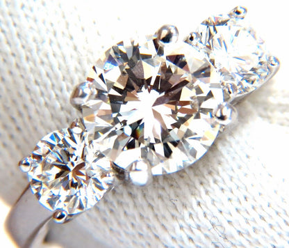 GIA 4.41CT NATURAL ROUND BRILLIANT DIAMOND RING CLASSIC THREE ENGAGEMENT