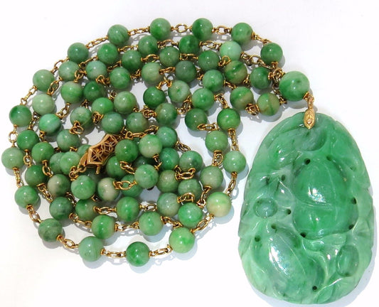 GIA NATURAL 210CT JADE BEAD NECKLACE & NO ENHANCEMENTS