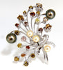 6.00ct NATURAL FANCY COLOR YELLOW ORANGE BROWN PINK DIAMOND BROOCH &PEARL