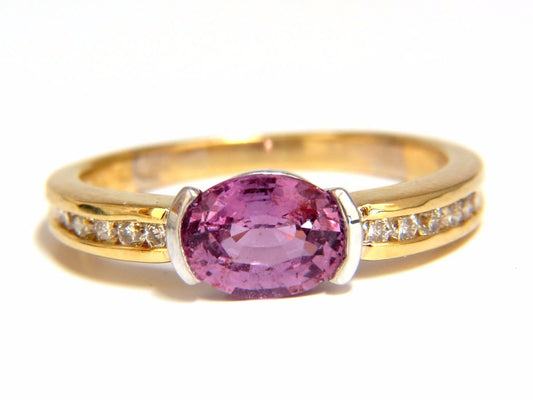 GIA 1.78CT NATURAL NO HEAT BRIGHT PINK SAPPHIRE DIAMOND RING 18KT