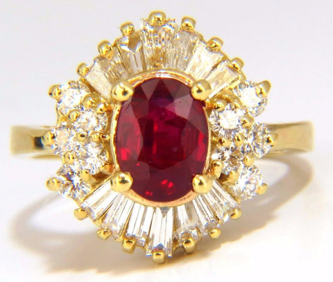 GIA 2.60CT NATURAL OVAL VIVID RED RUBY DIAMONDS COCKTAIL RING 18KT
