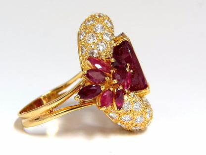 11.00CT NATURAL OVAL RED RUBY DIAMONDS COCKTAIL RING 14KT