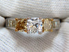 GIA certified 1.01ct Cushion cut diamond & 1.02ct fancy yellows ring 14k G/vvs2
