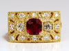 GIA 2.31CT NATURAL CUSHION VIVID RED RUBY DIAMONDS BYZANTINE RING 18KT