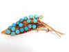 1940's PERSIAN TURQUOISE LEAF PIN HANDMADE 14KT ROSE GOLD