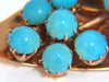 1940's PERSIAN TURQUOISE LEAF PIN HANDMADE 14KT ROSE GOLD