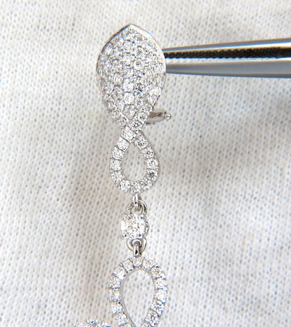 5.50ct NATURAL ROUND DIAMONDS SWIRL CIRCLE DANGLE EARRINGS 18KT 2.9 INCH