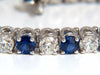14.35ct natural Vivid royal blue round sapphires diamond bracelet 14kt tennis