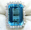 GIA Certified 33.85ct Natural "Blue" Aquamarine & 1.50ct diamonds ring cocktail
