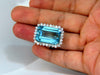 GIA Certified 33.85ct Natural "Blue" Aquamarine & 1.50ct diamonds ring cocktail
