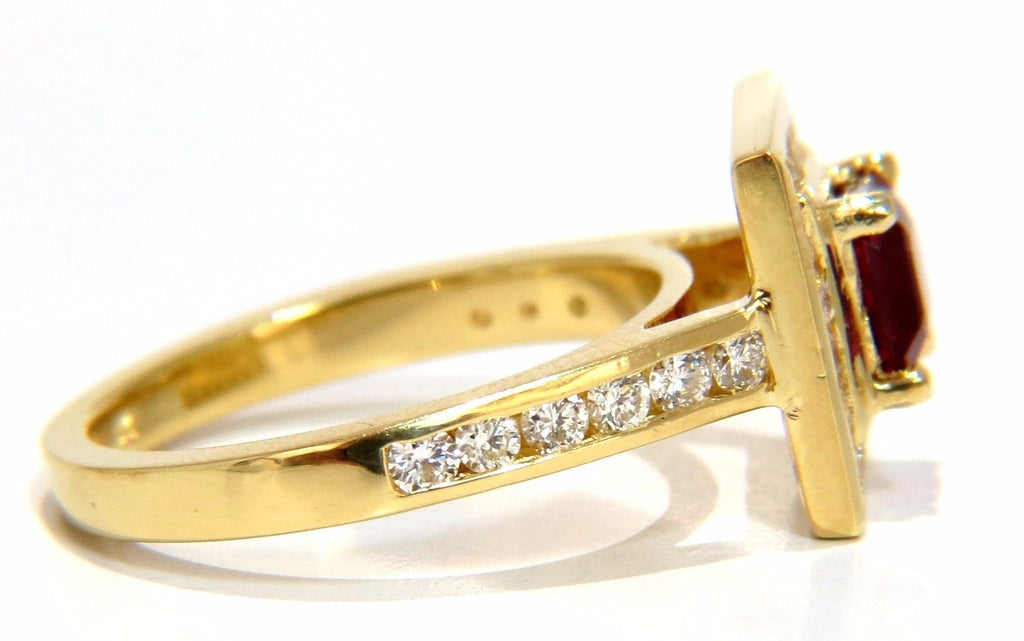 14 Karat Yellow Gold Asscher Cut Ruby Diamond Ring For Sale at 1stDibs | asscher  cut ruby ring