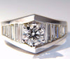 GIA Certified .73ct & 1.50ct round diamond baguette ring excellent cut f/vvs1