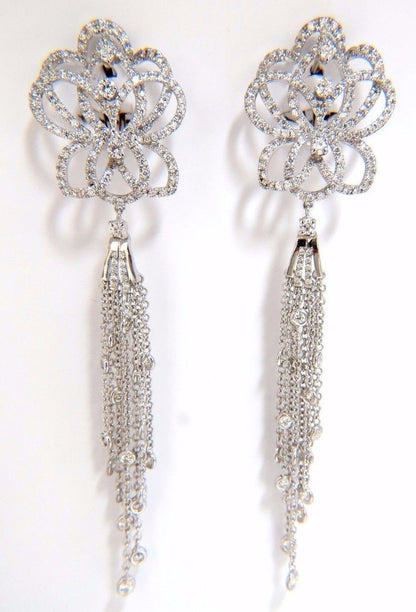 5.40ct natural diamonds cluster dangle drop earrings 18kt gilt deco